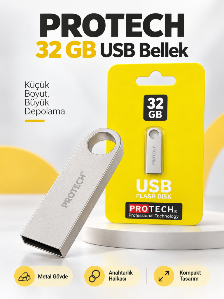 PROTECH 32 GB metal USB bellek ürün bannerı