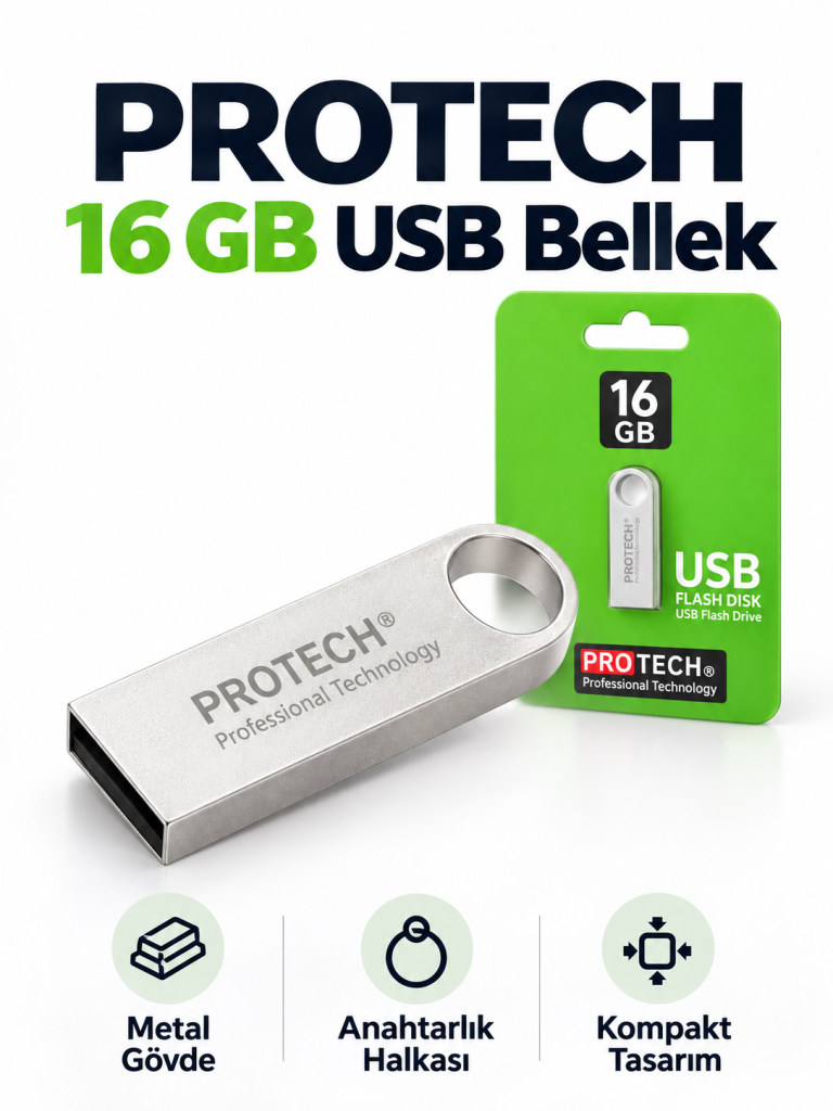 PROTECH 16 GB metal USB bellek ürün bannerı