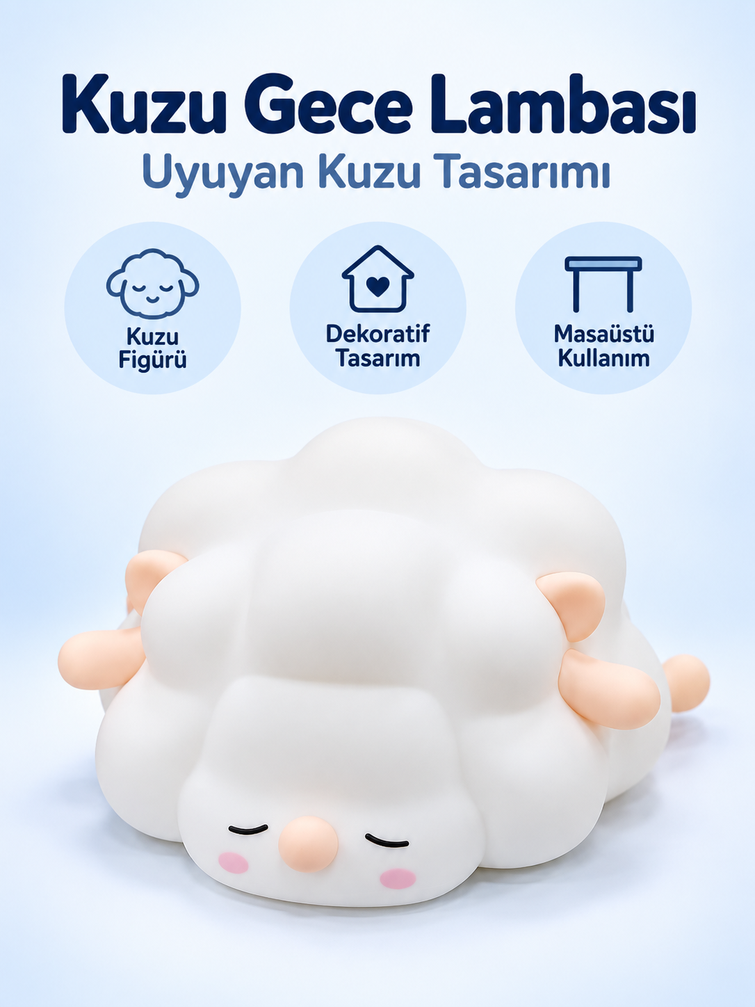 Uyuyan Kuzu Gece Lambası – Sevimli Dekoratif Çocuk Odası Masaüstü Lambası Uyuyan Kuzu Gece Lambası – Sevimli Dekoratif Çocuk Odası Masaüstü Lambası