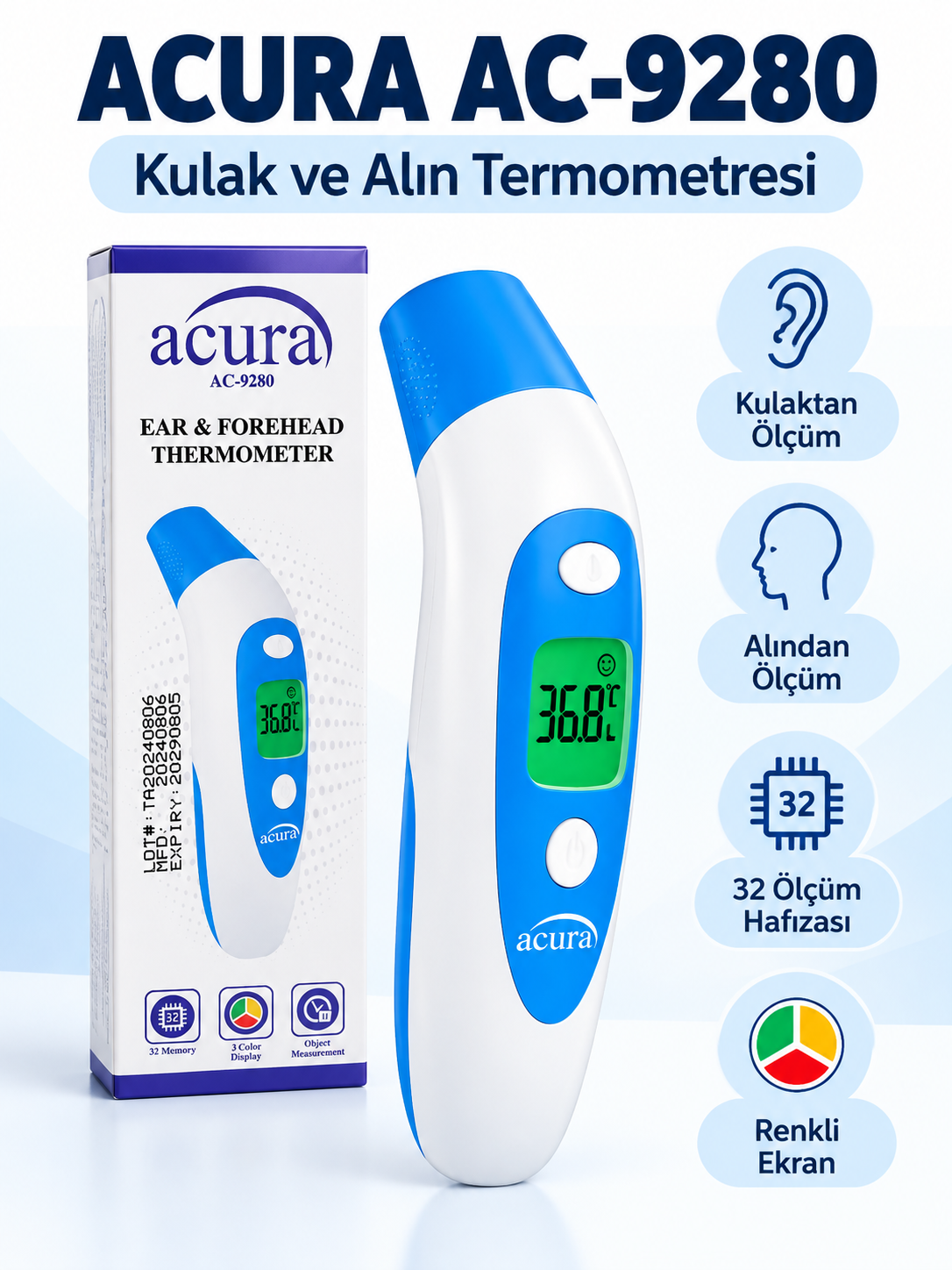 Acura AC9280 kulak ve alın termometresi Acura AC9280 kulak ve alın termometresi ürün bannerı