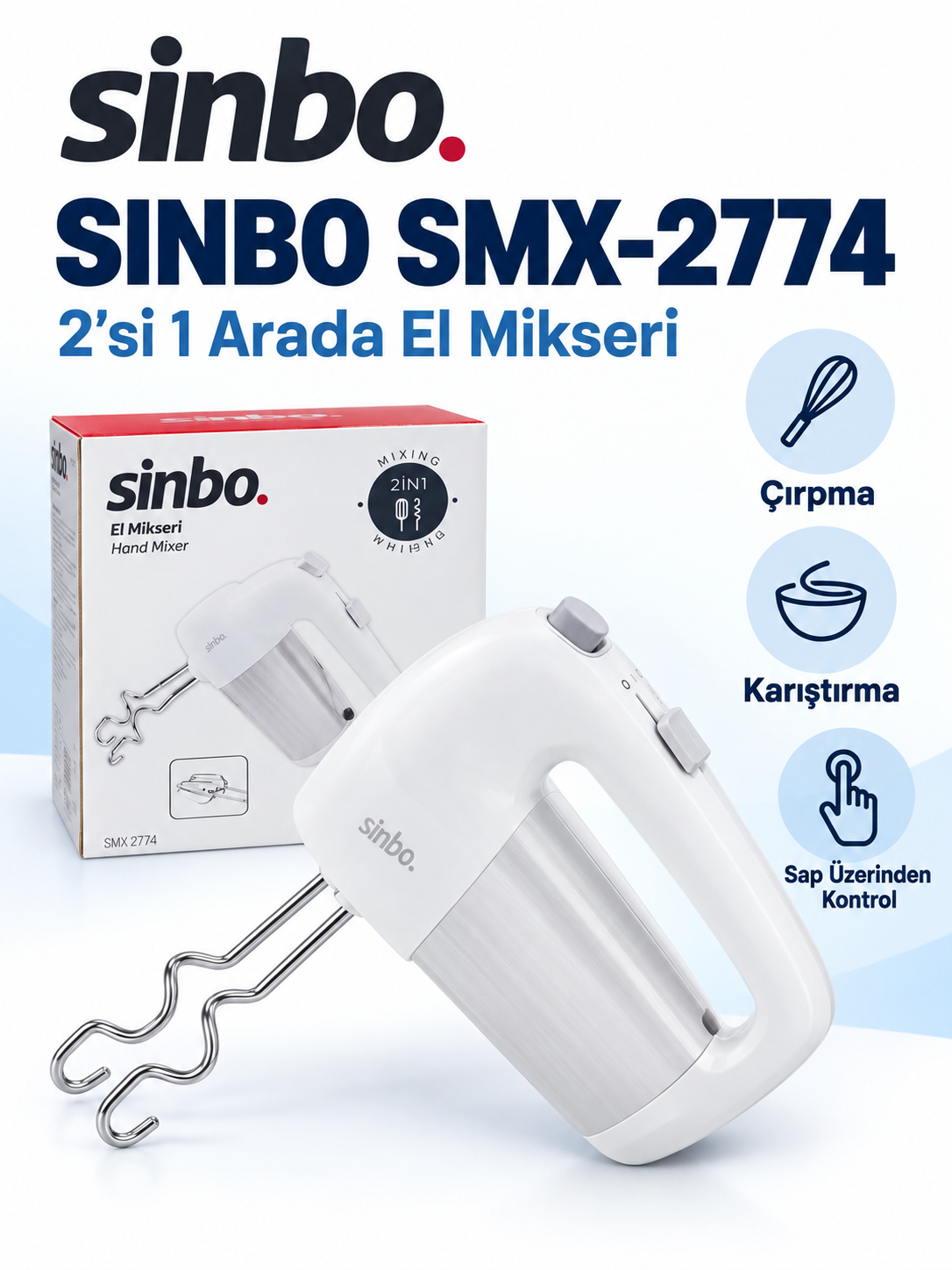 Sinbo SMX-2774 2'si 1 Arada El Mikseri ürün bannerı Sinbo SMX-2774 2'si 1 Arada El Mikseri ürün bannerı