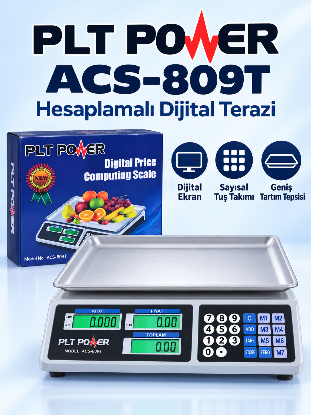 PLT Power ACS-809T Hesaplamalı Dijital Terazi – Fiyat Hesaplayan Geniş Tepsili Elektronik Tartı PLT Power ACS-809T Hesaplamalı Dijital Terazi ürün bannerı