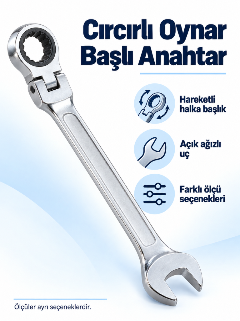 19 mm Cırcırlı Oynar Başlı Kombine Anahtar ürün bannerı