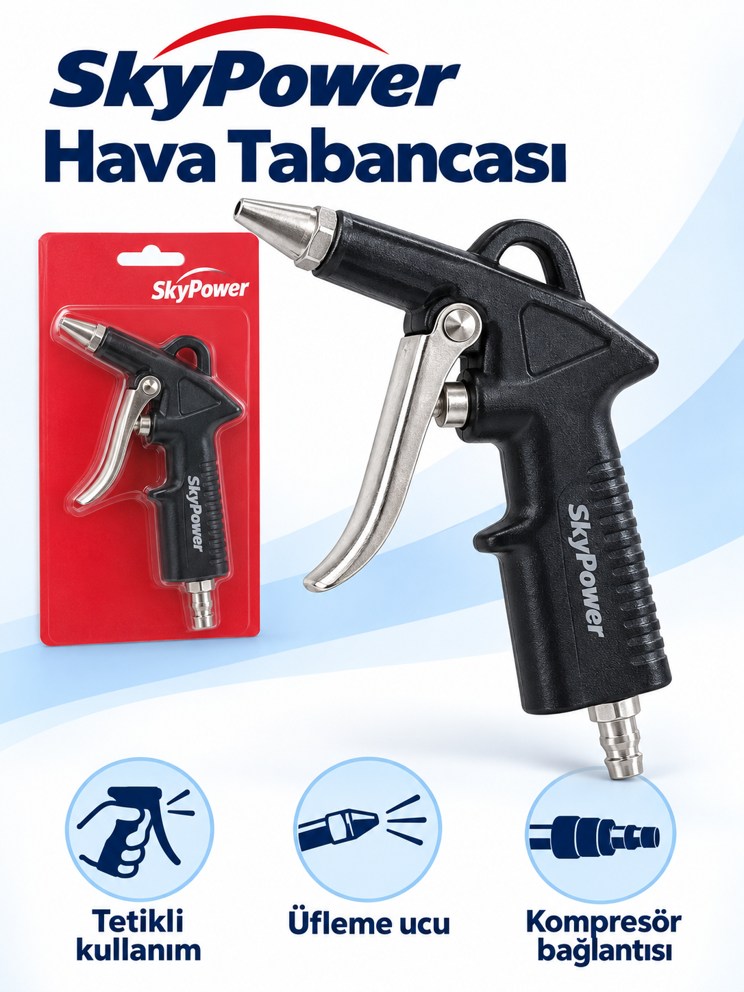 SkyPower Tetikli Hava Tabancası – Kompresör Uyumlu Basınçlı Hava Üfleme Tabancası SkyPower Tetikli Hava Tabancası ürün bannerı