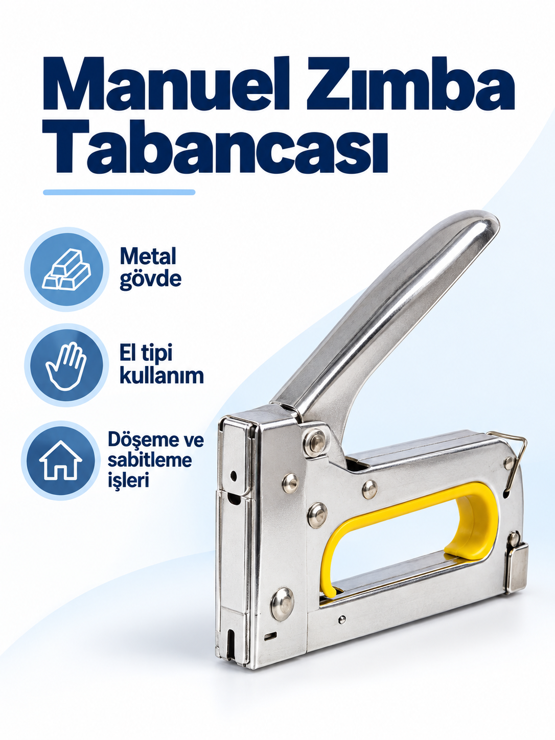 Metal Gövdeli Manuel Zımba Tabancası – El Tipi Döşeme ve Sabitleme Zımbası Metal Gövdeli Manuel Zımba Tabancası ürün bannerı