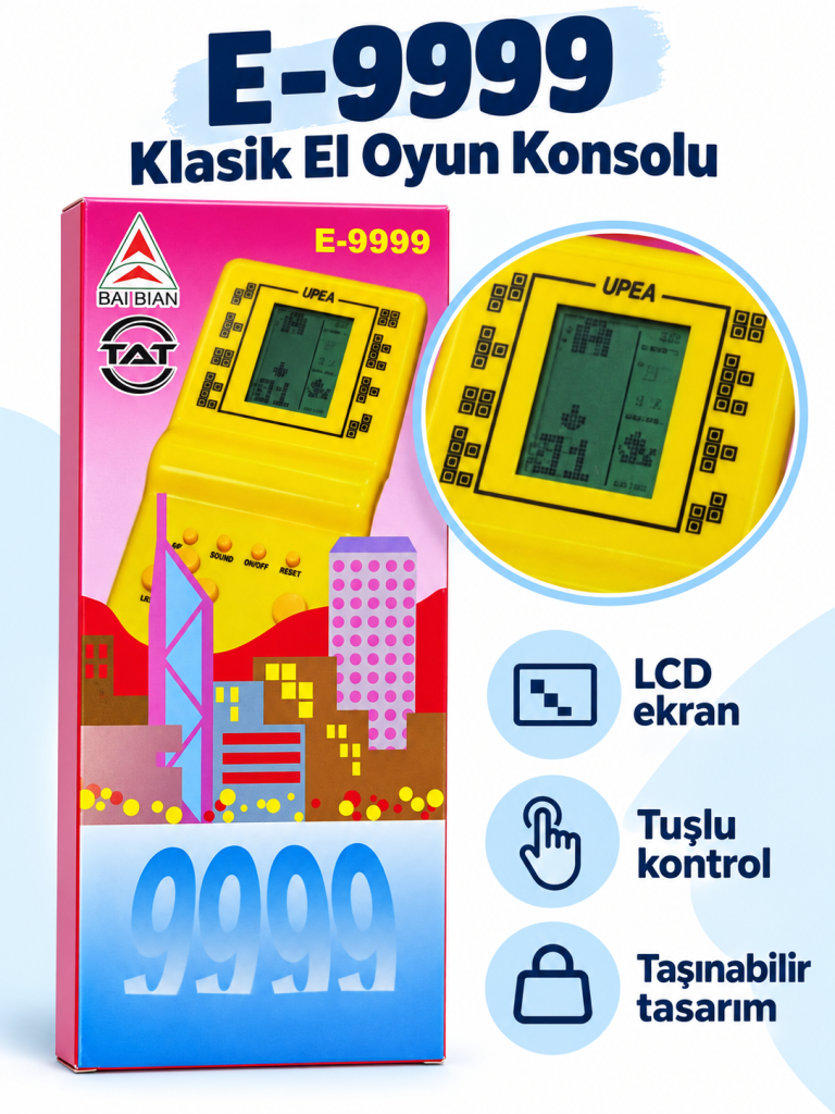 E-9999 LCD Ekranlı Klasik El Oyun Konsolu ürün bannerı
