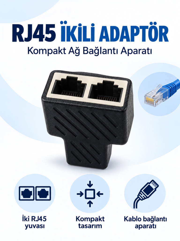 RJ45 İkili Ağ Bağlantı Adaptörü ürün bannerı