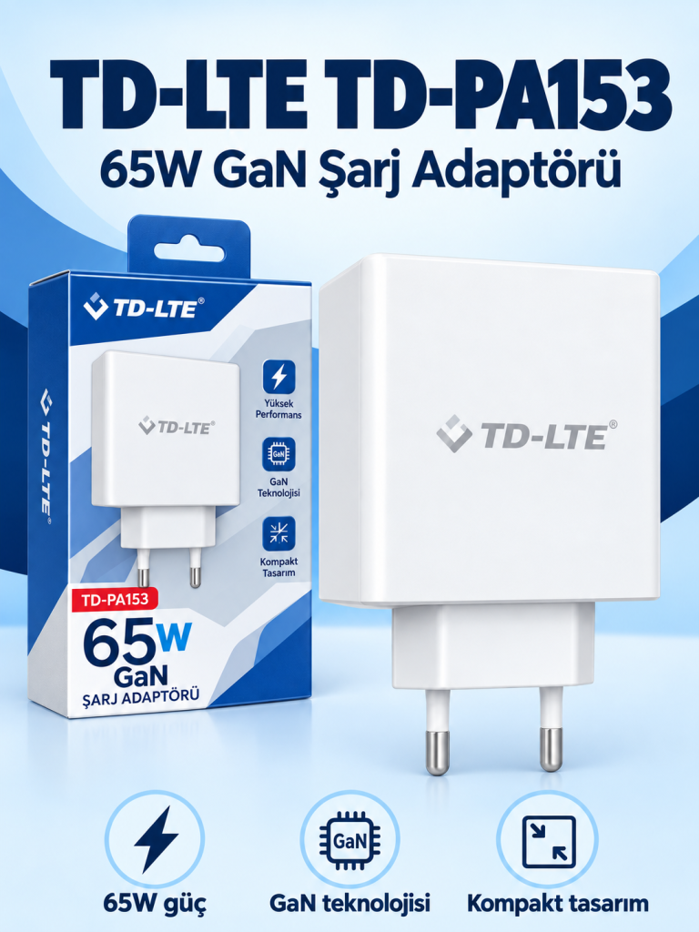 TD-LTE TD-PA153 65W GaN Şarj Adaptörü ürün bannerı