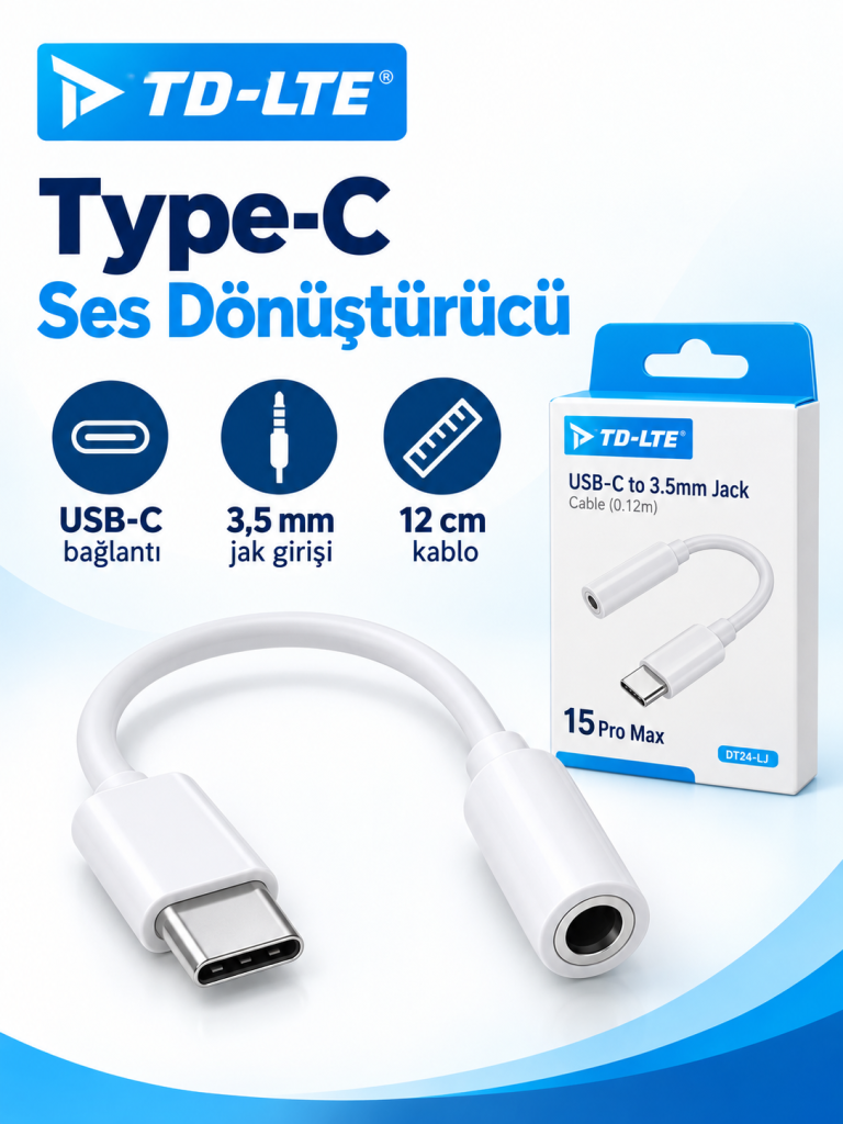 TD-LTE USB-C – 3,5 mm Ses Dönüştürücü 12 cm ürün bannerı