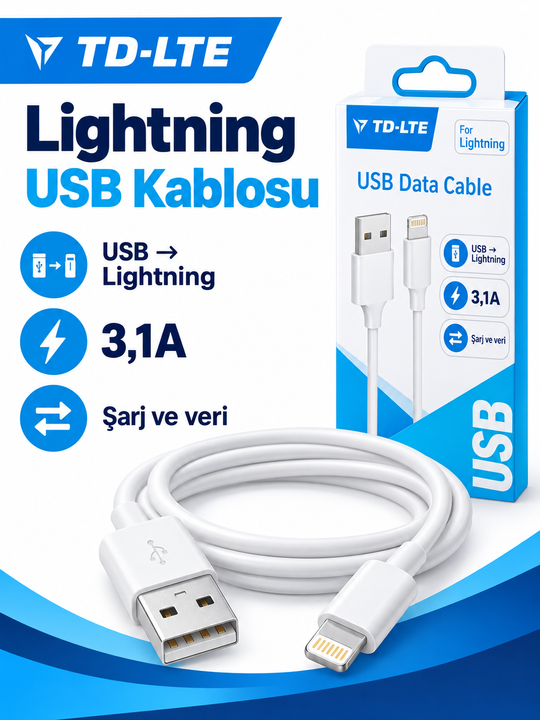309 tdlte lightningusb TD-LTE Lightning USB Şarj ve Veri Kablosu ürün bannerı