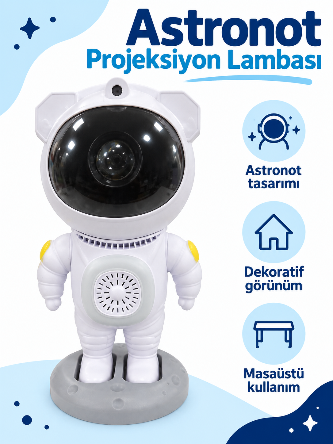 Astronot Galaksi Projeksiyon Lambası | RGB, Nebula & Yıldız Efekti Astronot Galaksi Projeksiyon Lambası | RGB, Nebula & Yıldız Efekti