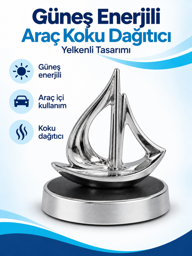 Yelkenli Tasarımlı Güneş Enerjili Araç Koku Dağıtıcı ürün bannerı