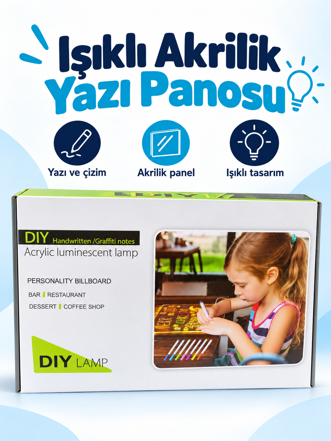 şıklı Akrilik Yazı ve Çizim Panosu – Silinebilir LED Mesaj Tahtası şıklı Akrilik Yazı ve Çizim Panosu – Silinebilir LED Mesaj Tahtası