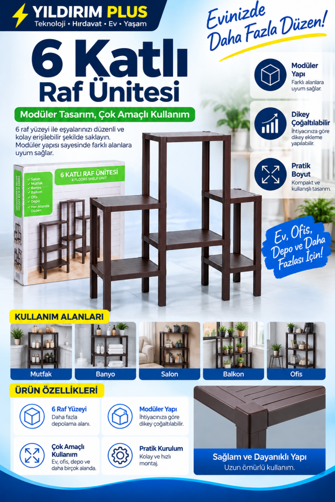 6 katlı raf Ünitesi reklam posteri