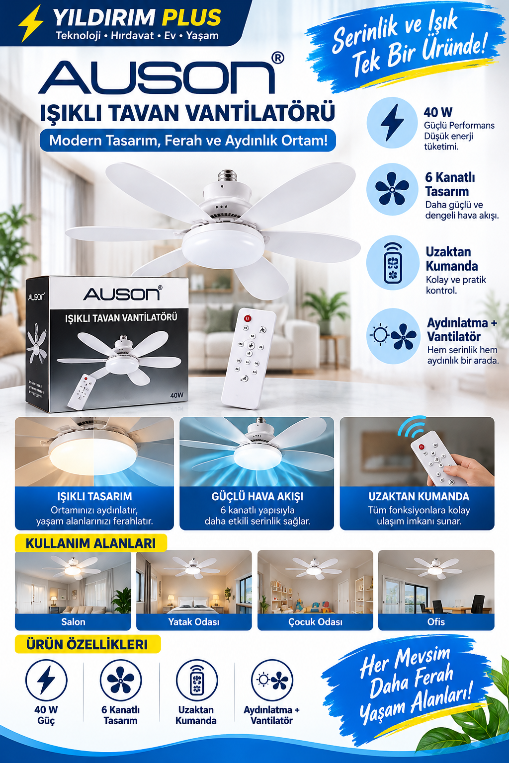 auson işıklı tavan vantilatörü reklamı auson işıklı tavan vantilatörü reklamı