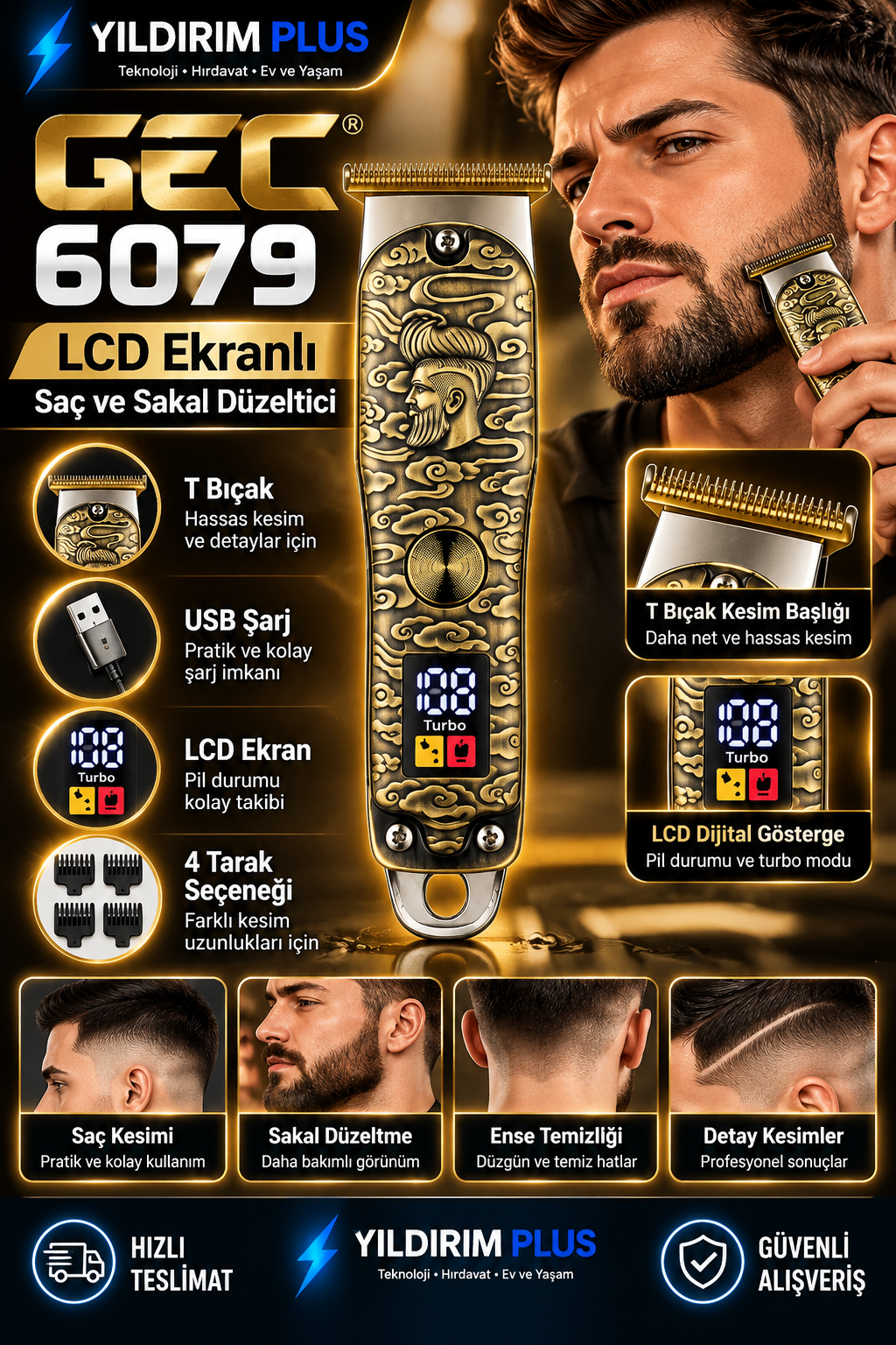 altın detaylı gec 6079 tıraş makinesi altın detaylı gec 6079 tıraş makinesi