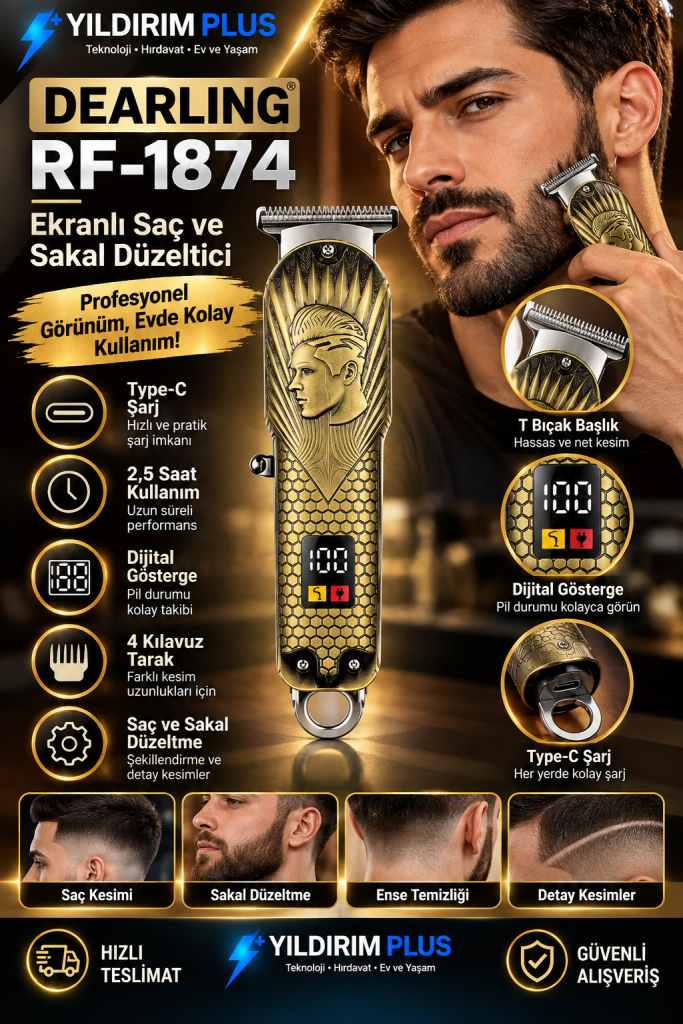 altın siyah profesyonel tıraş makinesi reklamı