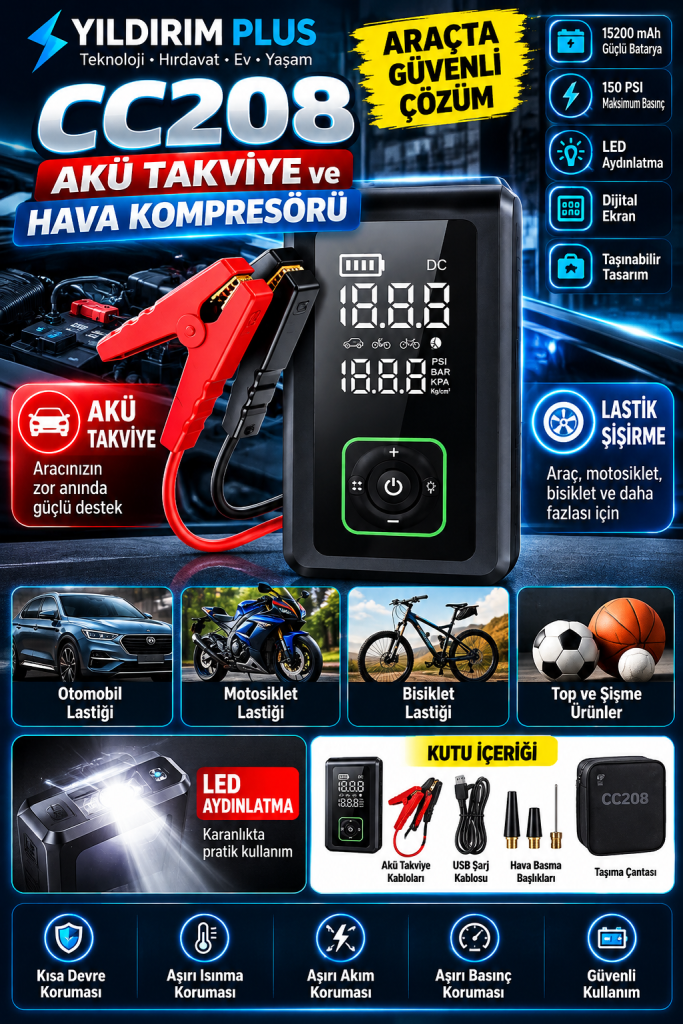 cc208 akü takviye ve hava kompresörü