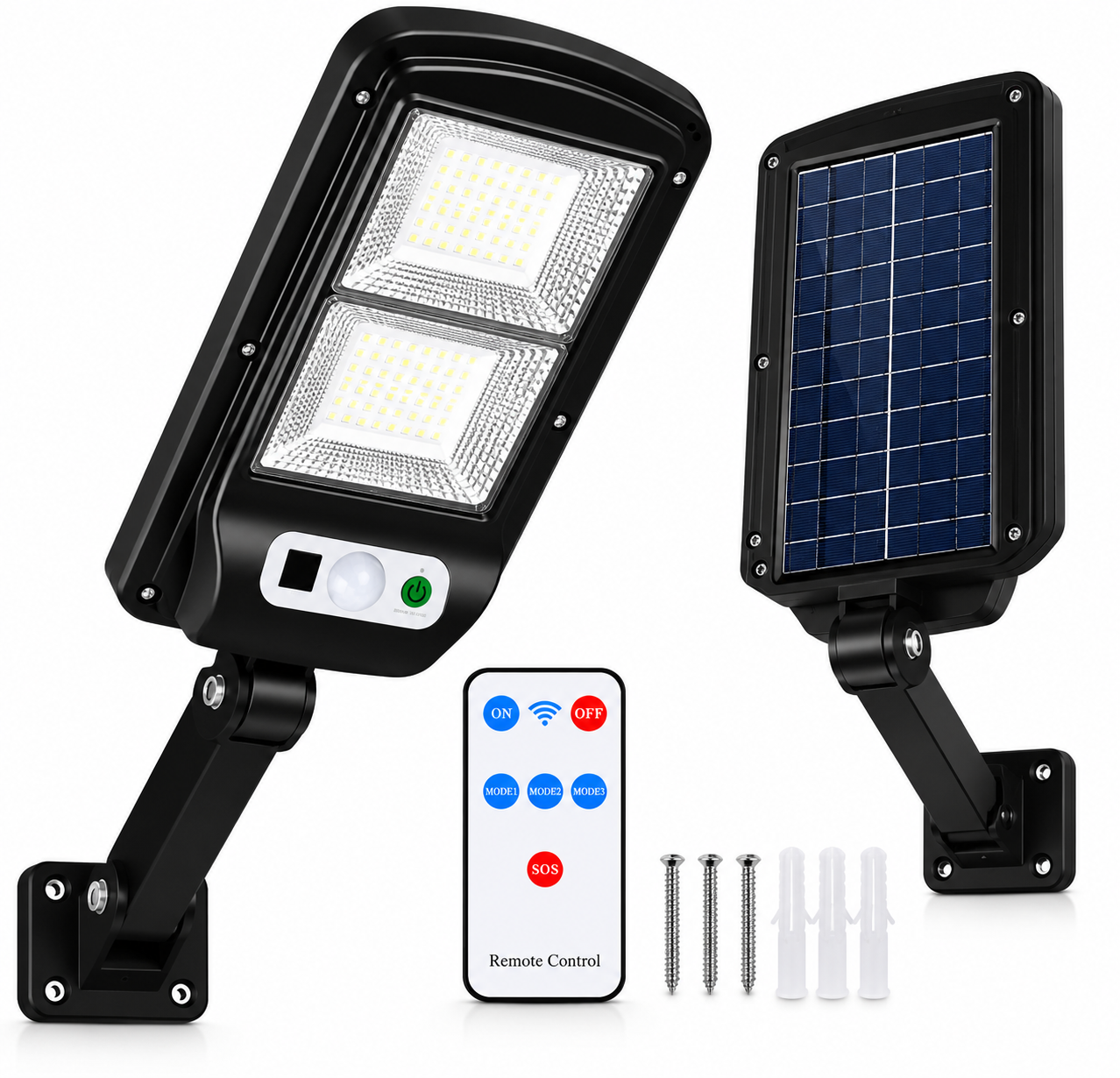 Solar Sensörlü LED Bahçe ve Sokak Lambası – 2 COB Panelli, Kumandalı Solar Sensörlü LED Bahçe ve Sokak Lambası – 2 COB Panelli, Kumandalı