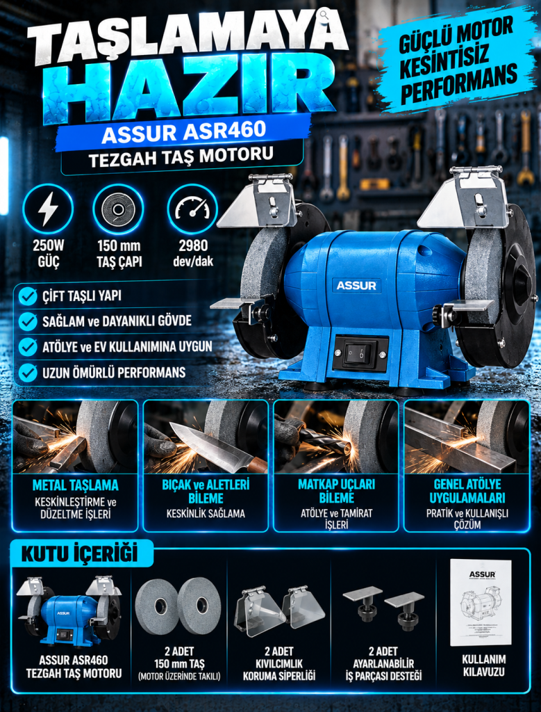 ASSUR 250W 150 mm Tezgah Taşlama Motoru