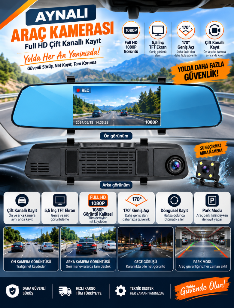 5,5 İnç Ekranlı Full HD 1080P Aynalı