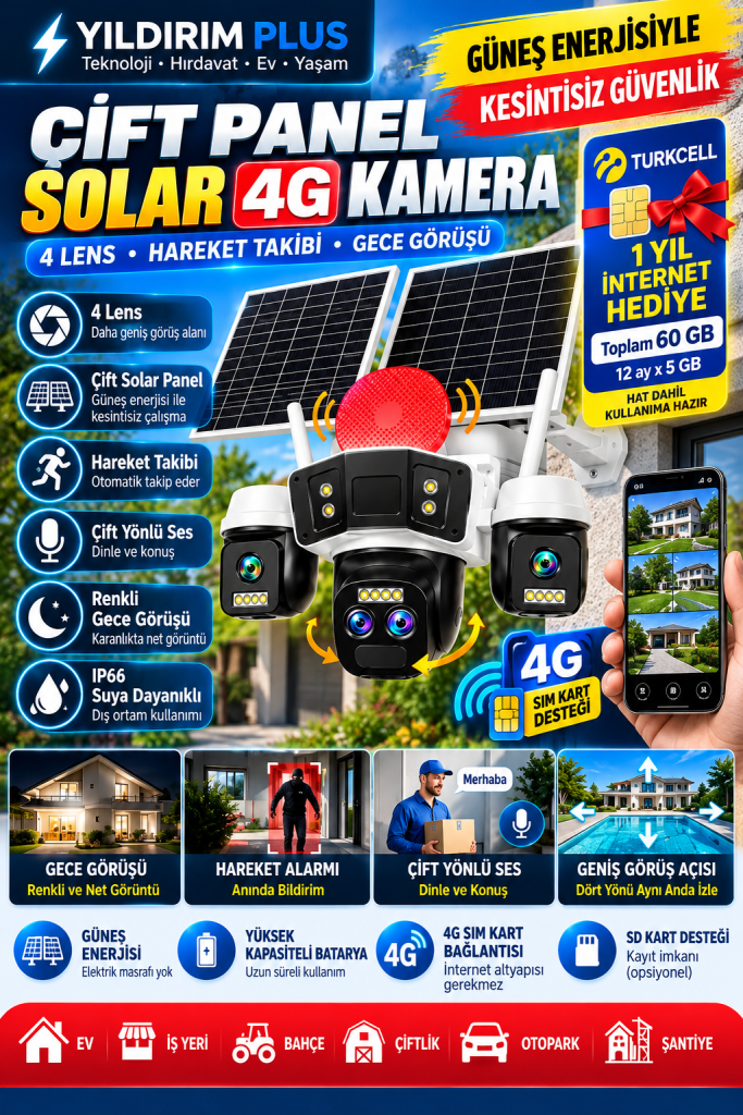 Çift panel solar 4g kamera reklamı