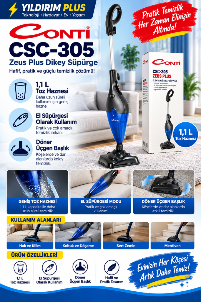 conti zeus plus dikey süpürge tanıtımı