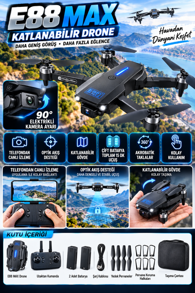 e88 max katlanabilir drone reklamı