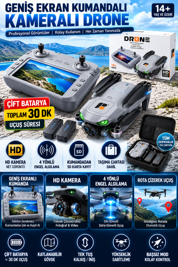 geniş ekranlı kameralı drone seti