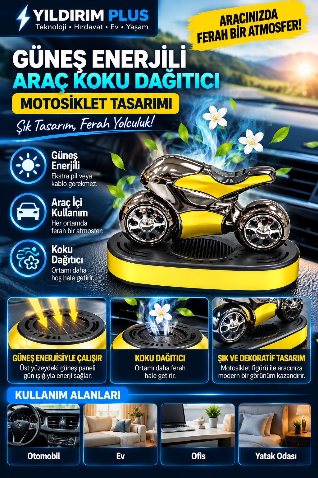 güneş enerjili motosiklet koku dağıtıcı güneş enerjili motosiklet koku dağıtıcı