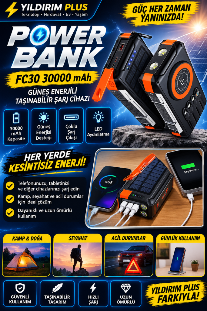 güneş enerjili power bank reklamı