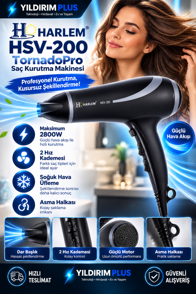 harlem hsv 200 profesyonel saç kurutma makinesi
