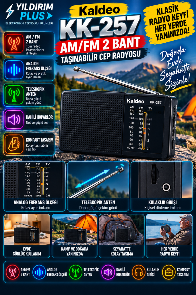 Kaldeo KK-257 AM/FM Taşınabilir Cep Radyosu | YILDIRIM PLUS