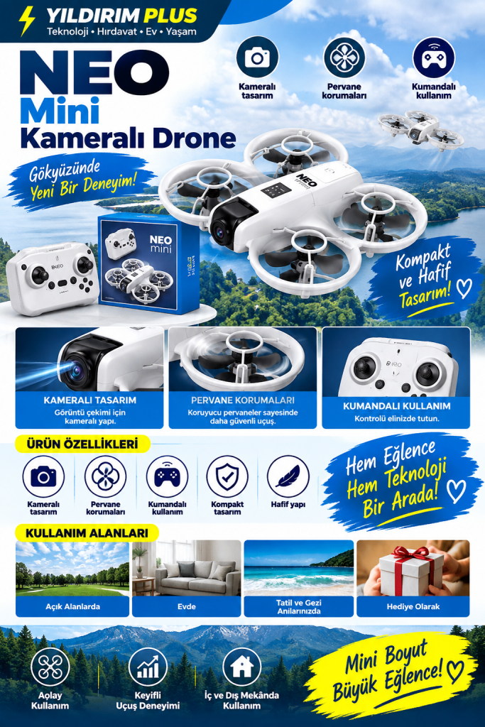 neo mini kameralı drone tanıtım posteri