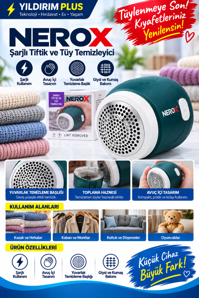 nerox Şarjlı tiftik temizleyici reklamı