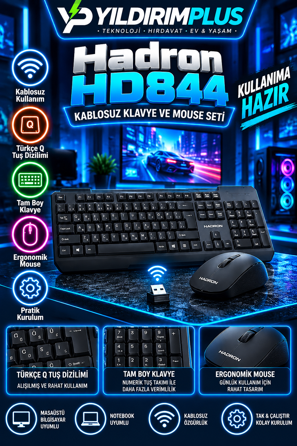 neon hadron hd844 kablosuz seti neon hadron hd844 kablosuz seti