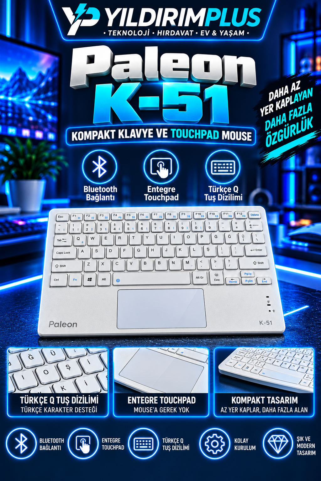 neon mavi paleon k 51 klavye reklamı neon mavi paleon k 51 klavye reklamı