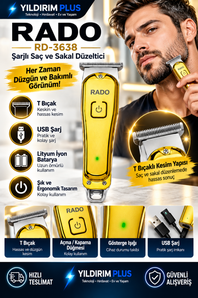 rado rd 3638 Şarjlı tıraş makinesi reklamı