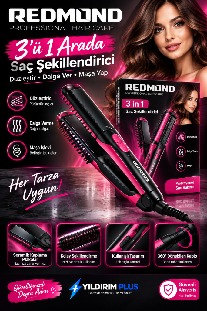 redmond 3’ü 1 arada saç Şekillendirici