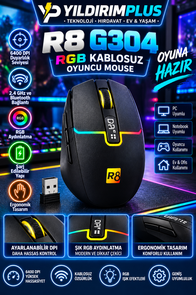 rgb kablosuz oyuncu mouse reklamı