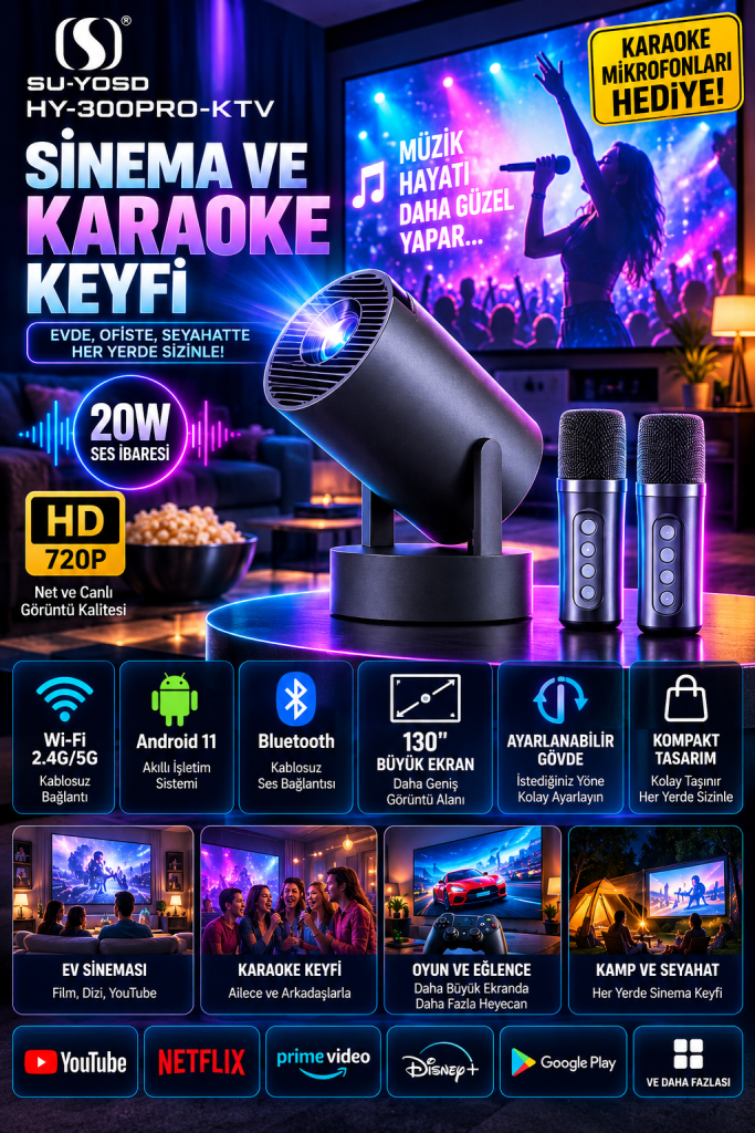 su yosd hy 300pro ktv karaoke projeksiyon