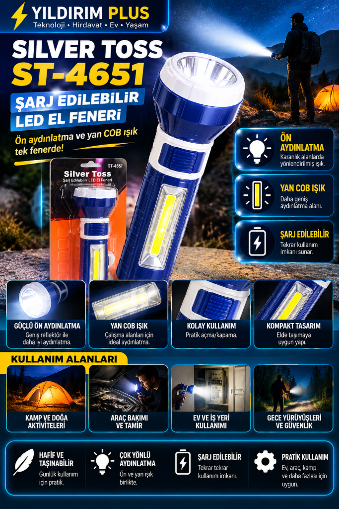 Şarj edilebilir led fener tanıtımı