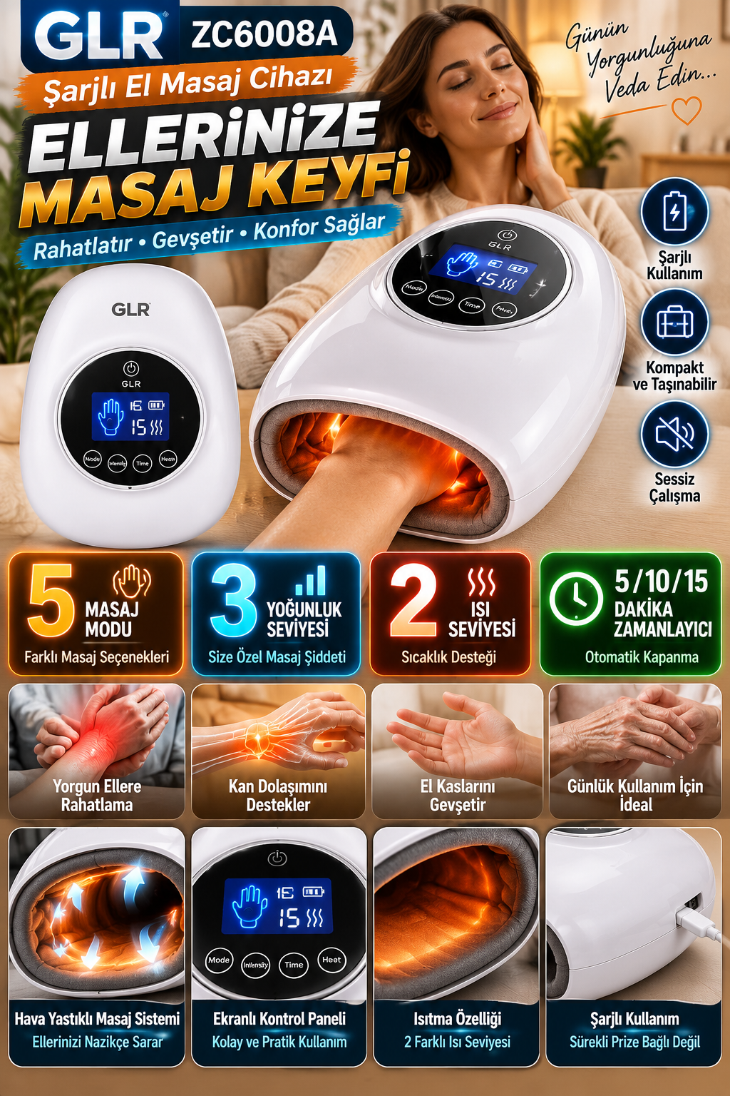 Şarjlı el masaj cihazı tanıtım posteri Şarjlı el masaj cihazı tanıtım posteri
