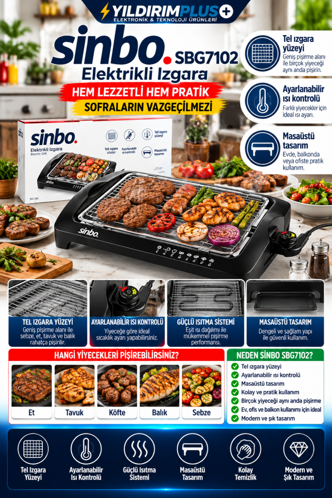 sinbo sbg7102 elektrikli izgara reklamı
