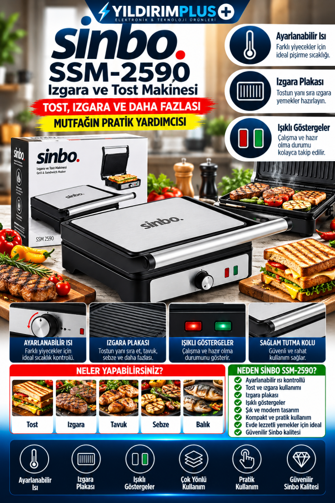 sinbo ssm 2590 izgara ve tost makinesi