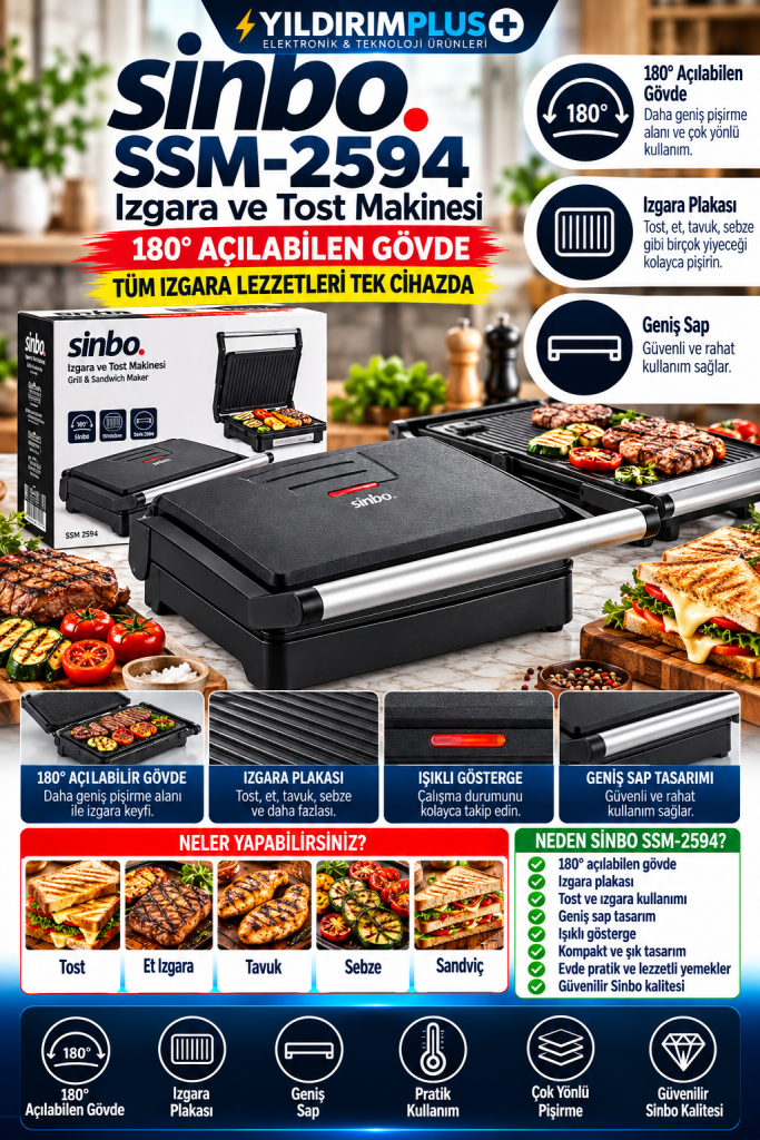 sinbo ssm 2594 izgara ve tost makinesi