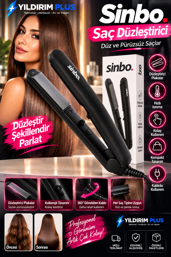 sinbo saç düzleştirici reklamı