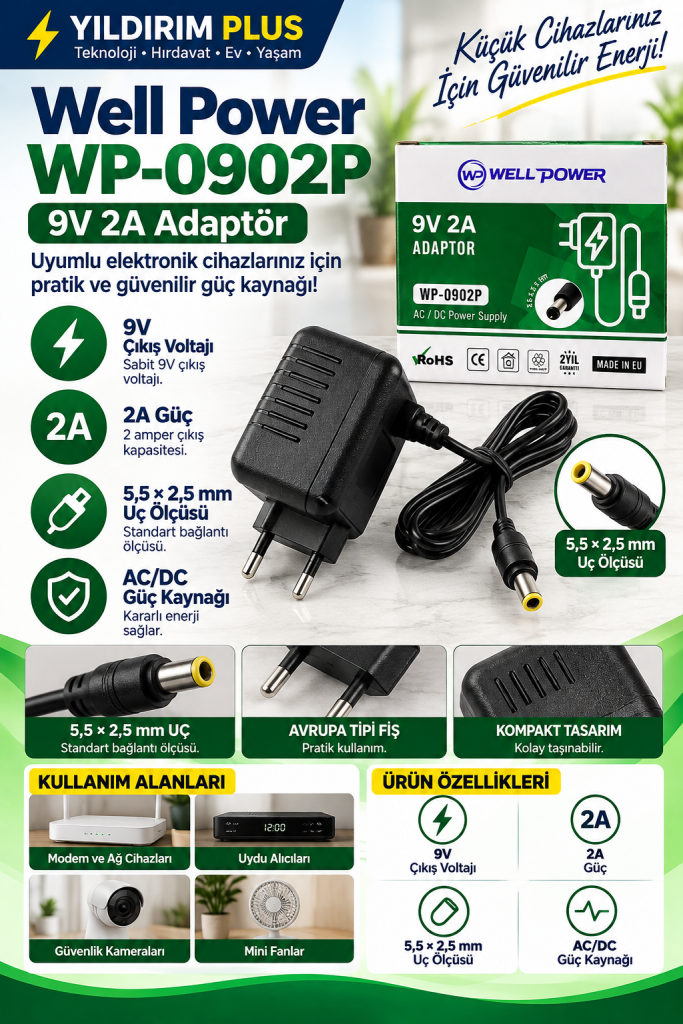 well power 9v 2a adaptör tanıtımı