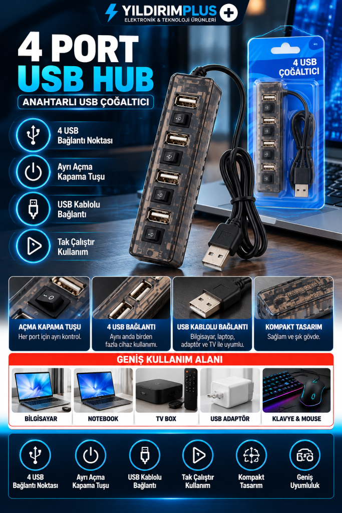 yildirimplus 4 port usb hub reklamı