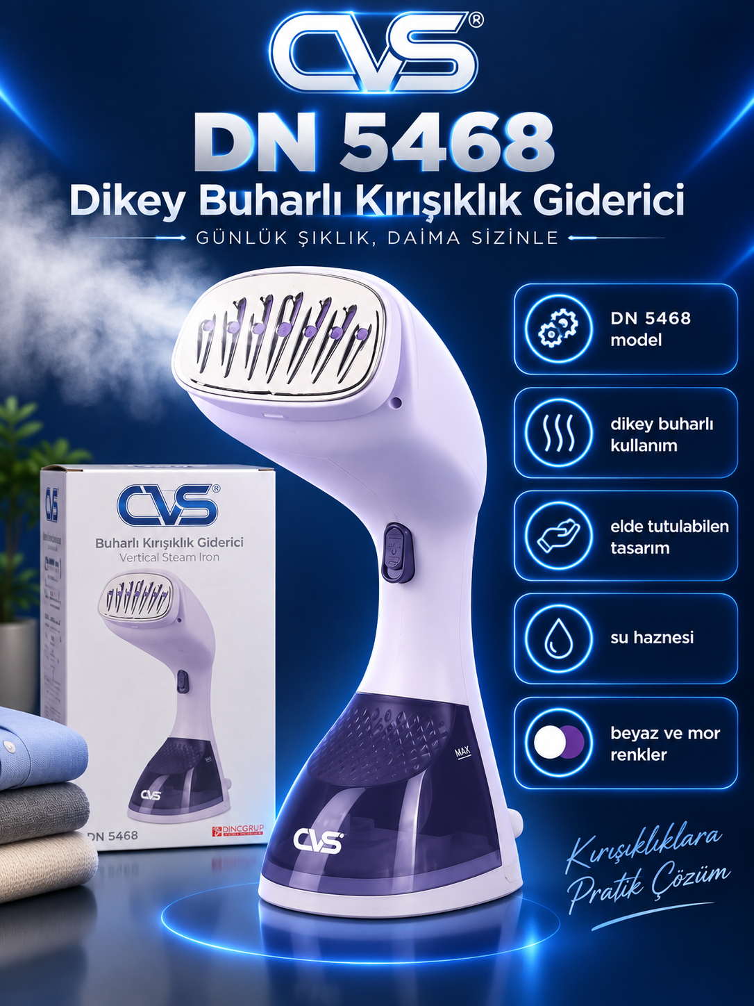 CVS DN 5468 Dikey Buharlı Kırışıklık Giderici özelliklerini gösteren kapak görseli CVS DN 5468 Dikey Buharlı Kırışıklık Giderici özelliklerini gösteren kapak görseli